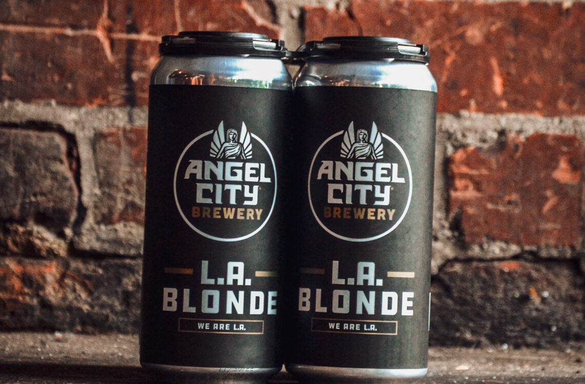 A 4-pack of Angel City Brewery's Award-winning L.A. Blonde, now available in Tall Boys