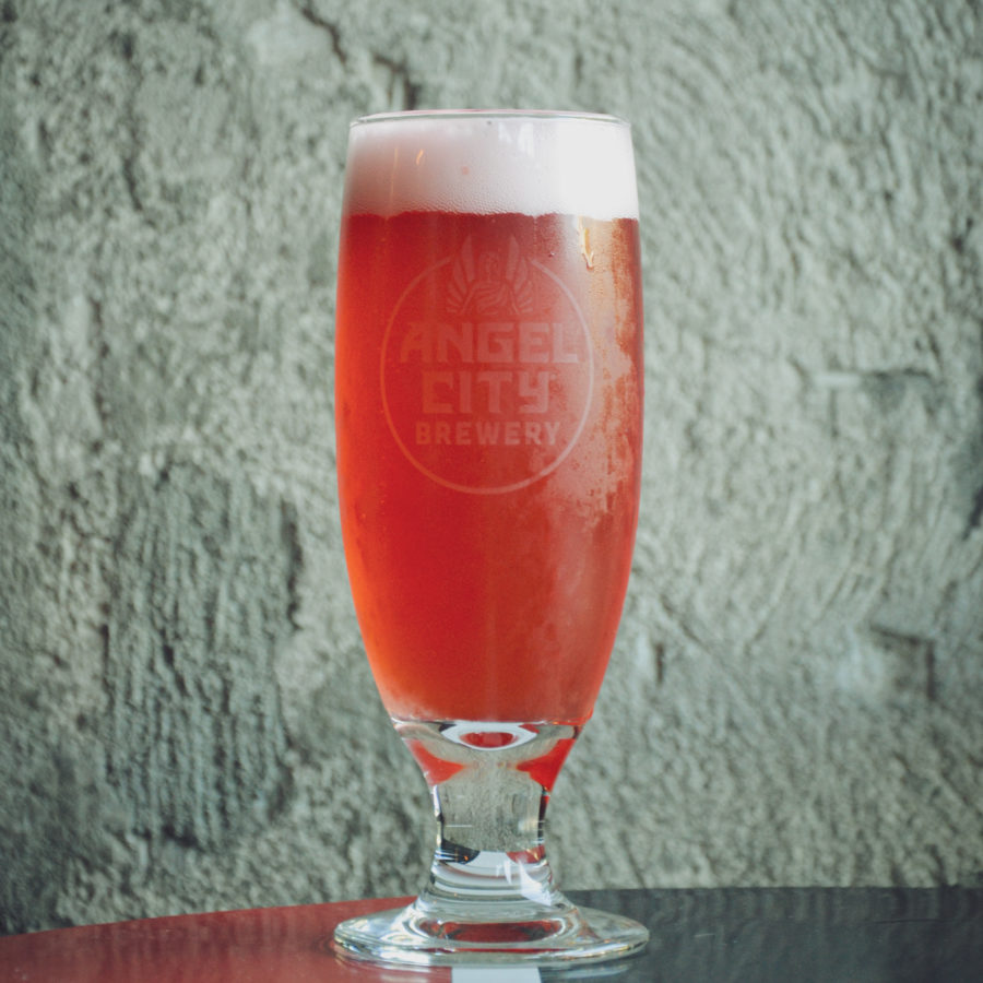 Pint of Berliner Weisse with a splash of pomegranate syrup