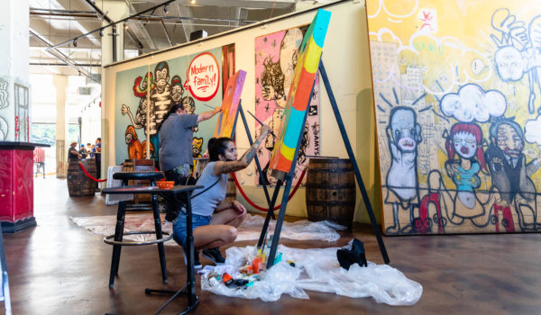 Artist live-painting in the Angel City Brewery Art Gallery, in partnership with Art Share L.A.